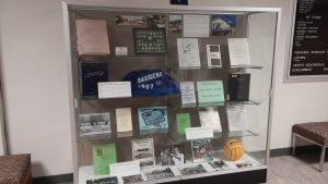 Display within high traffic area of Bailey Library, Slippery Rock University. 